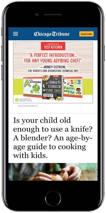 Complete Cookbook for Young Chefs - Proximity Ad Screenshot on Chicago Tribune