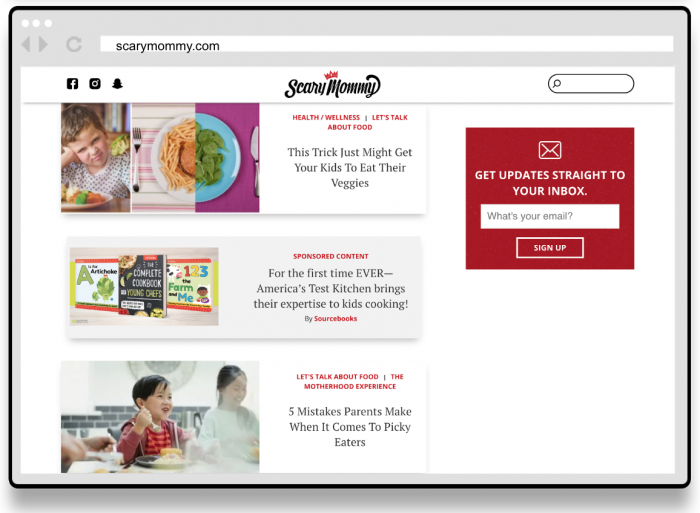 Complete Cookbook for Young Chefs - Native Ad Screenshot on Scary Mommy
