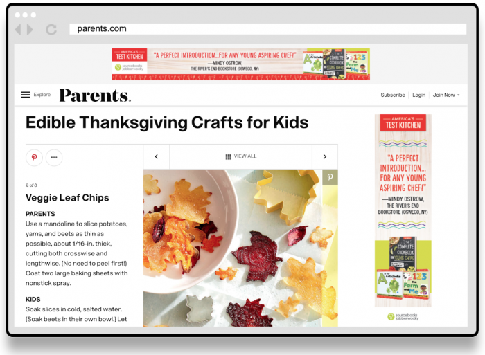 Complete Cookbook for Young Chefs - Banner Ad Screenshot on Parents
